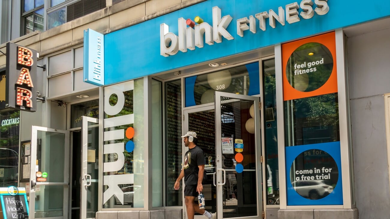 New York NY USA-August 12, 2024 A branch of the Blink Fitness chain of gyms in the New York neighborhood of Chelsea; Shutterstock ID 2501946801