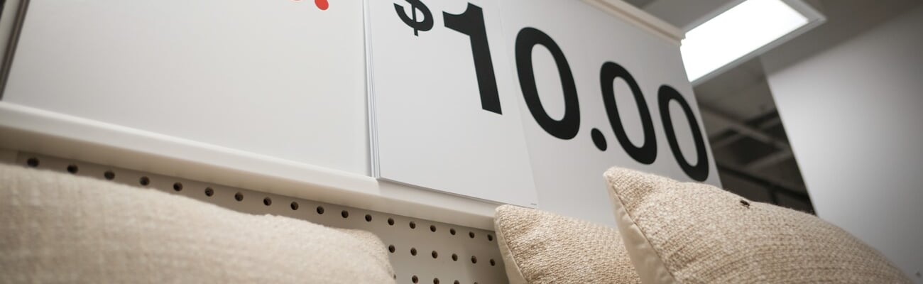 Austin, TX, USA - 30 May 2024 - A sign in a Target retail store to advertise lower prices; Shutterstock ID 2527461317